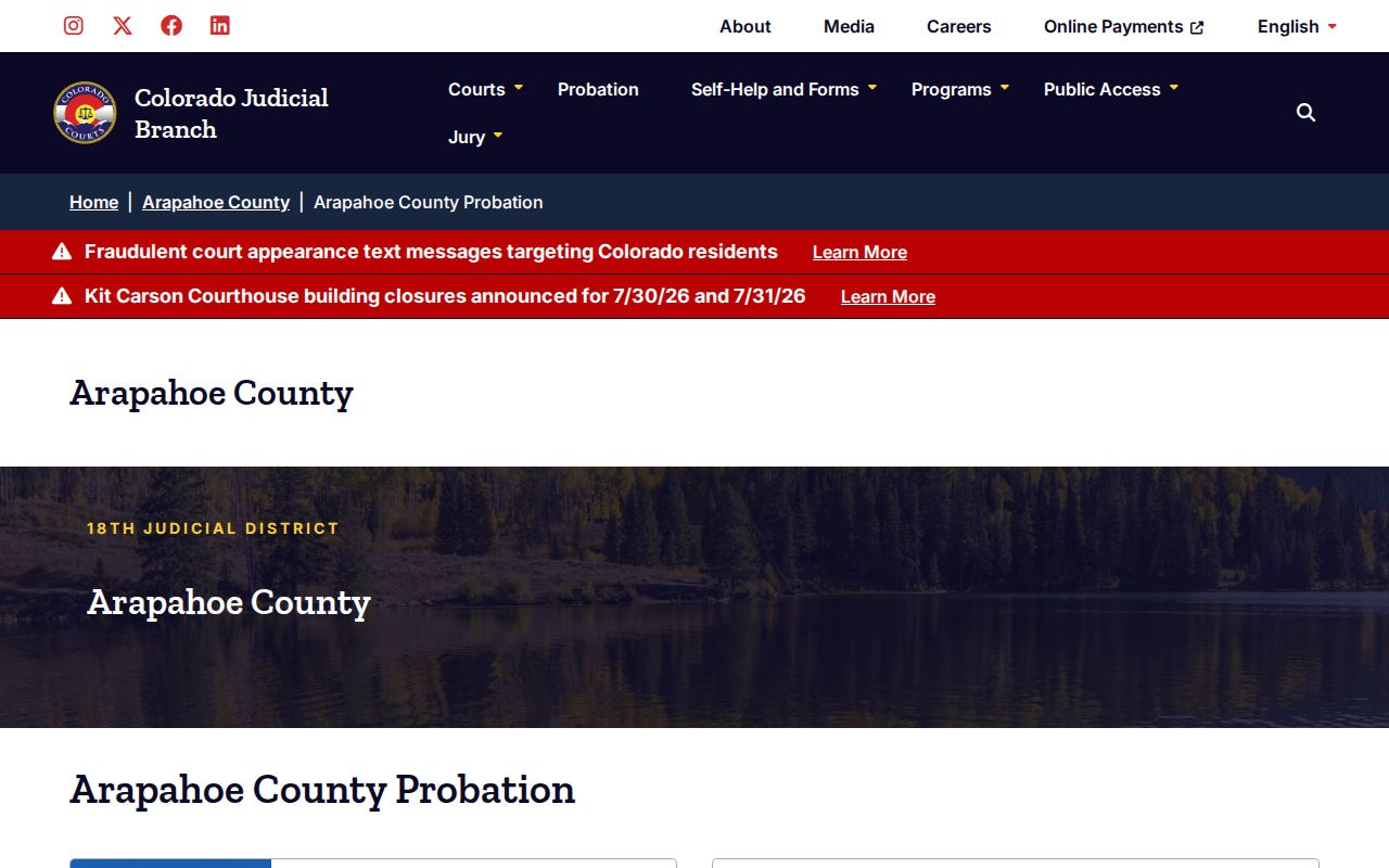 Arapahoe County parole and probation local probation office page