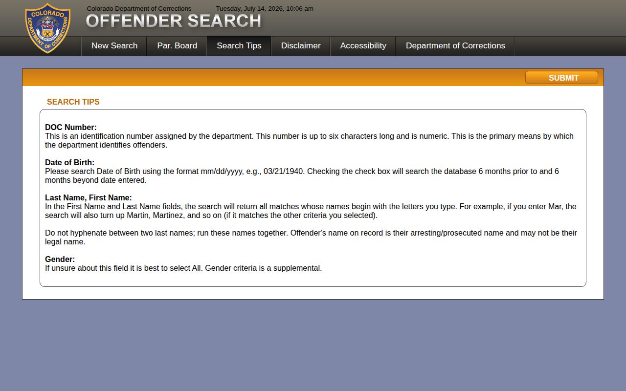 Arapahoe County projected release date CDOC offender search tips